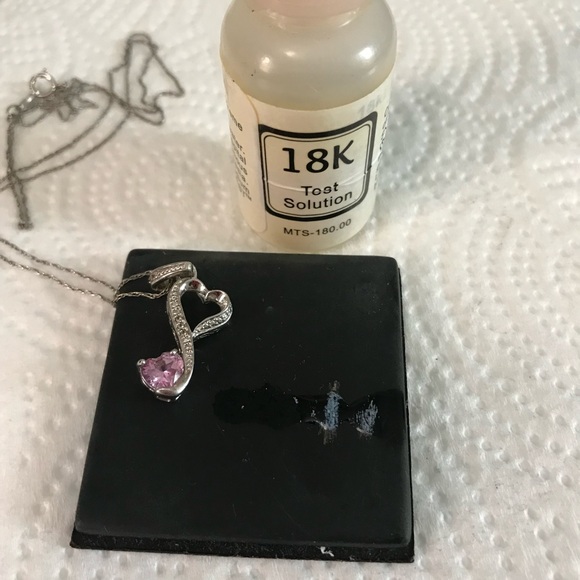 925 LA Silver Heart Necklace with Pink Gemstone - Picture 9 of 11